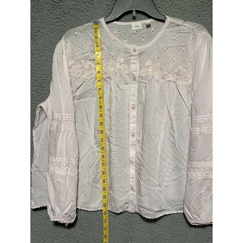 Wilfred Aritzia Pink Floral Eyelet Blouse Womens M Sheer Boho Whimsical - Picture 4 of 10